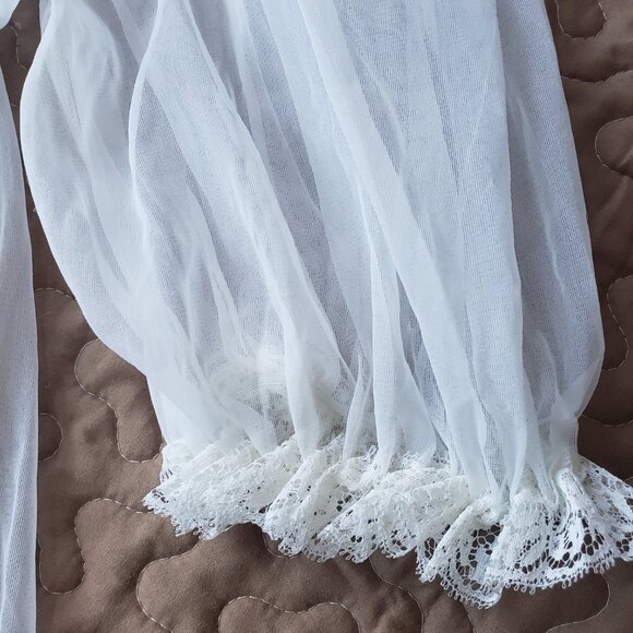 Vintage 60's Capri Of California Sheer Lace White Peignoir Negligee Robe - Picture 6 of 12